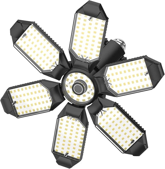 Led Garage Lights 1 Pack 200W Super Bright Ceiling Led Shop Lights, 6500K, 22000LM Deformable Garage Light Ideal for Basement, Attic and Workshop Commercial Bay Lighting
