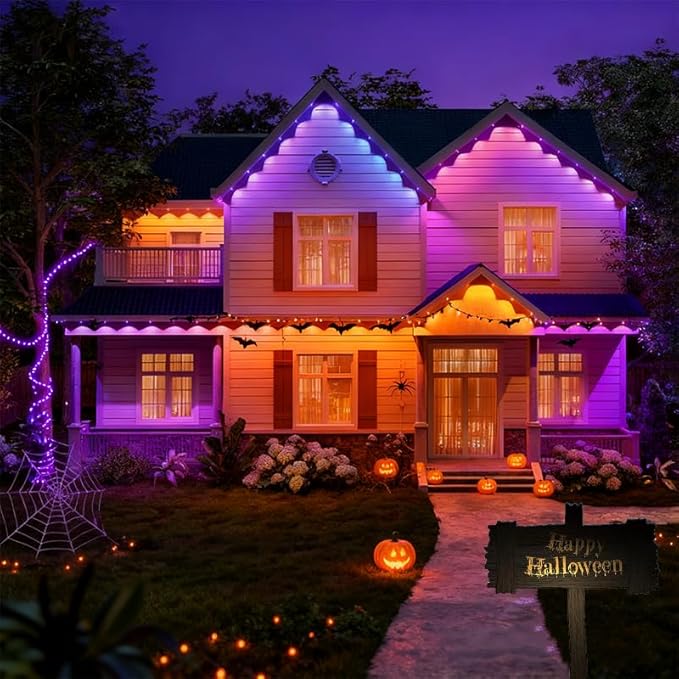 Permanent Outdoor Lights 54ft Smart Outdoor Christmas Lights 24V with RGBCW 36 LED IP67 Waterproof Eaves Lighting with 213 Modes for Holiday,Party, Daily, APP/Remote Control