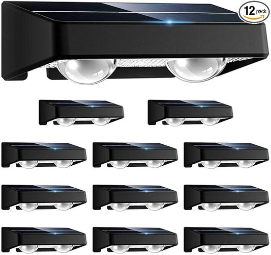 Solar Fence Lights Outdoor, 12 Pack Color Changing Fence Lights Solar Powered with 9 RGB Colors & 11 Lighting Modes, IP65 Waterproof Dusk to Dawn Fence Lights for Patio, Deck, Wall, Backyard