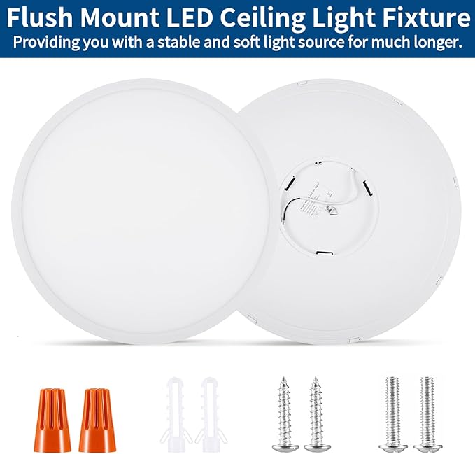 Modern 12'' Led Ceiling Light Fixture, 0.67 Inch Ultra Thin Flush Mount, Brightness Dimmable & 3000K/4500K/6000K Selectable, 22W 2200LM, White, for Bedroom, Kitchen, Dining Room, Home Office, Hallway