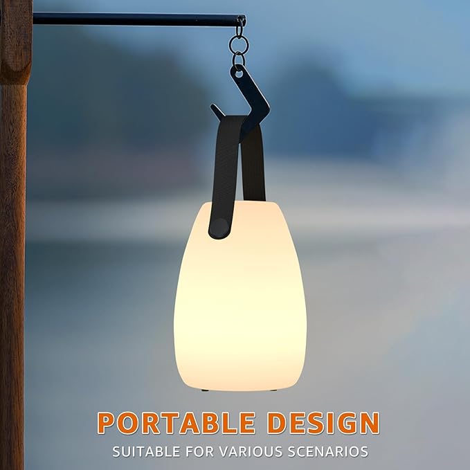 uuffoo 2 Pack Rechargeable Portable Table Lamp, Cordless RGB Lantern with Remote, Decorative LED Night Light, IP44 Waterproof Indoor Outdoor Lamp for Bedroom Patio Garden Wedding Party