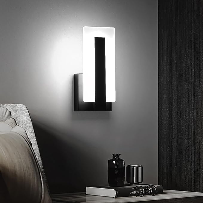 Hardwire Modern Wall Sconces with 7W Acrylic LED Wall Light Brightness Suitable forBedroom, Bathroom, Living Room, Porch, Staircase, Cafe, Hotel (Cool White 6000K 1 Pack)