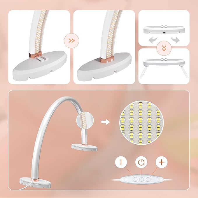BZJ 2 Pack Half Moon Nail Light for Desk Portable Nail Art Table Lamp with Adjustable Brightness and Color Temperature for Beauty Eyelash Extensions Tattoo Crafts(20-Inch&24-inch