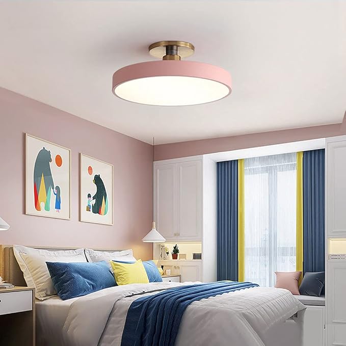 CHENKUI Macaron Ceiling Light LED Half Flush Mount Modern Ceiling Lamp Fixture Three-Tone Light (3000K/4500K/6000K) Ceiling Lighting Easy Installation of Round Lights for Entrance