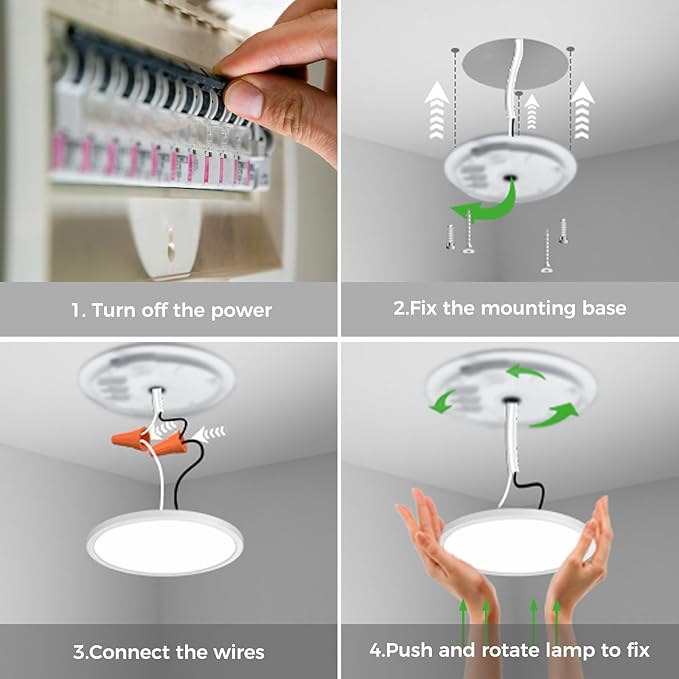 zemty 9 Inch LED Ceiling Light with Night Light 1800K, 2 Pack 3000K/4000K/6500K Dimmable Light Fixtures with Remote Control,15W 1500lm Flush Mount Ceiling Lamp for Bedroom Bathroom Kitchen-White