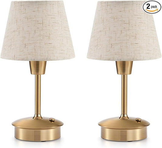 2 Pack Small Cordless Table Lamp for Restaurant Dinner Table, 5200mAh Battery Operated Lamps, Rechargeable Portable Dimmable Touch Bedside Night Light for Side End Table Dining Room Patio Outdoor