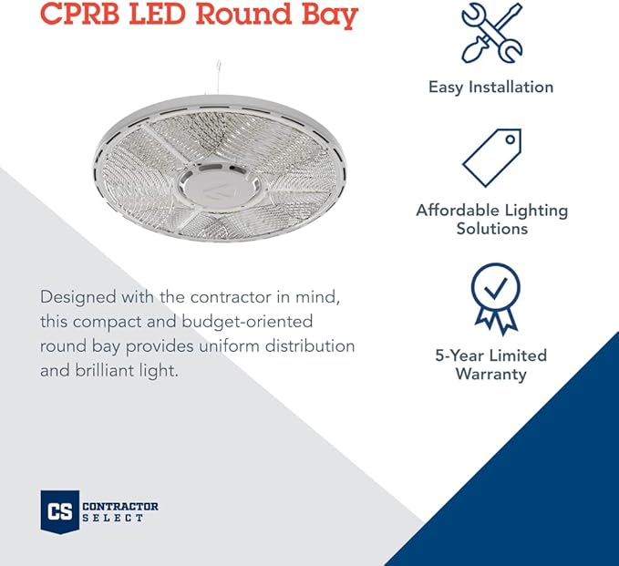 Lithonia Lighting CPRB 24LM MVOLT 40K 80CRI DWH LED Round High Bay, Multi-Volt 120-277V, 15-Inch, 24000 Lumens, White