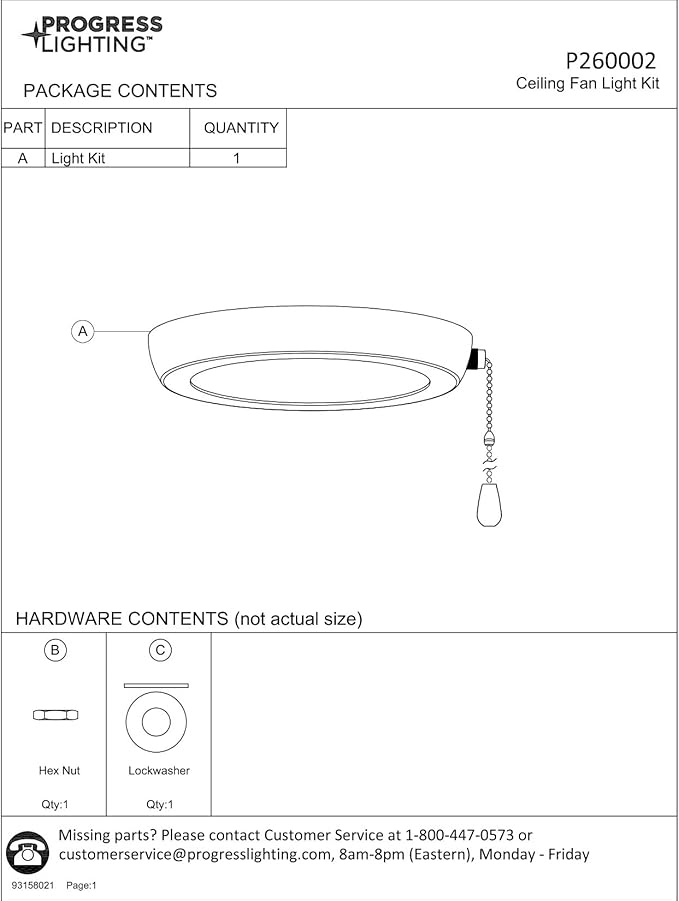 Progress Lighting P260002-31M-30 AirPro 1-Light Transitional Integrated LED Edgelit Ceiling Fan Light Kit Matte Black with Opal Shade
