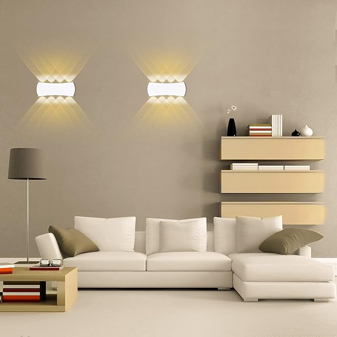 Kawell 8W Modern Wall Sconces LED Wall Light Up Down Indoor Outdoor Aluminum Wall Lamp LED Waterproof IP65 for Bedroom Living Room Bathroom Stairs Hallway Corridor Porch, White 3000K