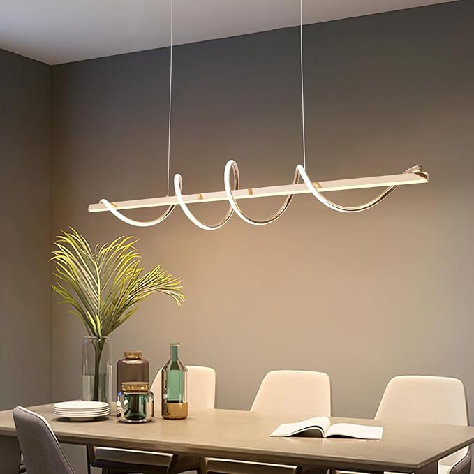47.24" Gold Modern Chandelier for Dining Room Over Table,Gold Modern Led Pendant Light Kitchen Island Lighting Dimmable Modern Dining Room Light Fixture Creative Snake-Shaped Twist Design