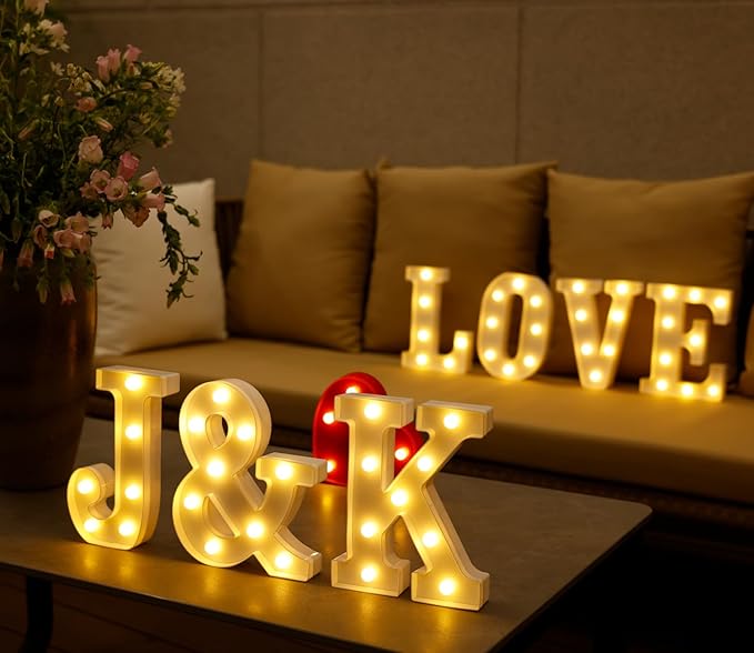 DyingSwan Small Led Marquee Letters, Light Up Letters, 8.58 Inch Led Letter Lights, Battery Powered Lighted Sign for Table, Party, Birthday, Christmas Decor (Letter K)