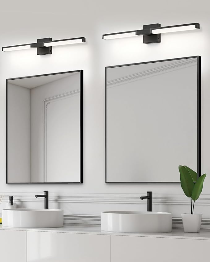 OKELI Modern Bathroom Light Fixtures Over Mirror, 24 Inch Matte Black Vanity Light Bar for Bathroom, 12W 5CCT Diammable Wall Light