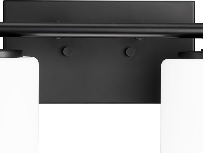 Progress Lighting Replay Collection 48 in. 6-Light Textured Black Etched White Glass Modern Bath Vanity Light