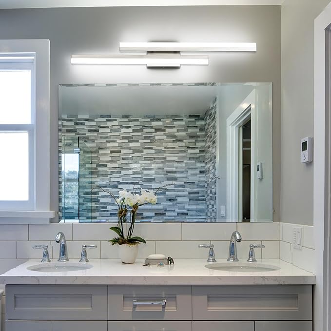 PRESDE 32inch LED Vanity Light Brushed Nickel Bathroom Light Fixtures Over Mirror Modern Bath Wall Lighting Bar
