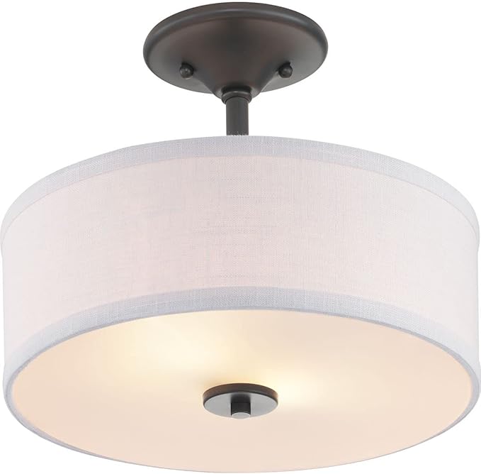 Progress Lighting Inspire Collection 13" Two-Light Semi-Flush, 10.13x13.00x13.00, Black
