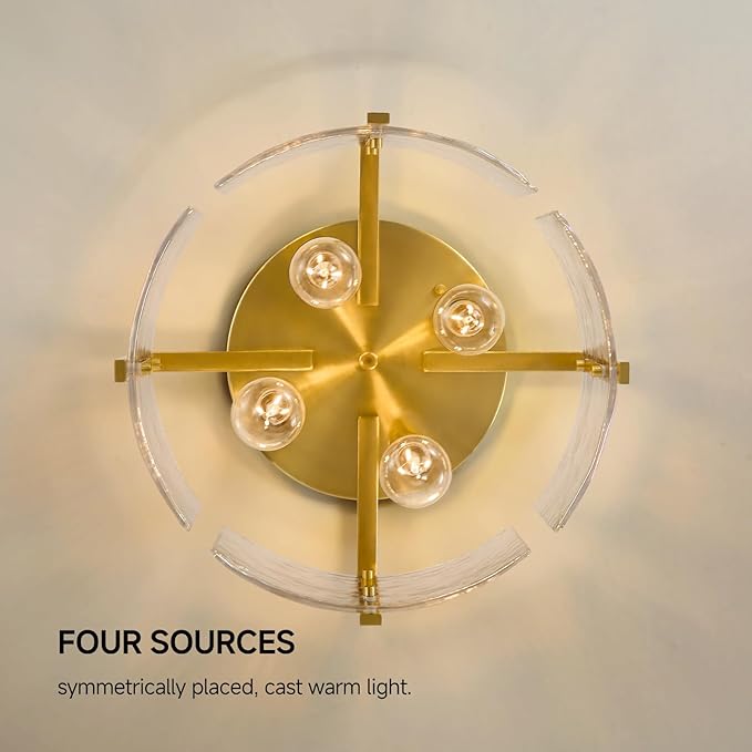 Gold Semi Flush Mount Ceiling Light: 17.7in Kitchen Lights Fixture Ceiling Mount - Modern Bedroom Colorful Glass Drum Indoor Lighting - Mid Century Fixtures for Laundry Room Foyer Hallway Entryway