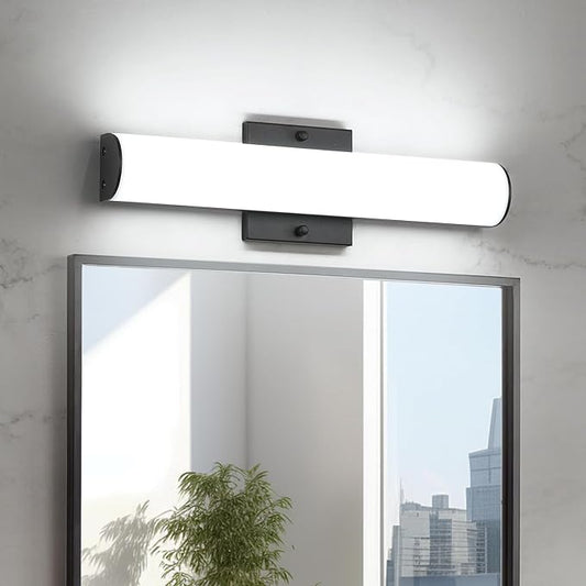 18W LED Bathroom Vanity Light Bar,16Inch Matte Black Bathroom Wall Lighting Fixtures Over Mirror, Modern Acrylic Bath Wall Fixture, Cool White 5500K Wall Sconce Lighting