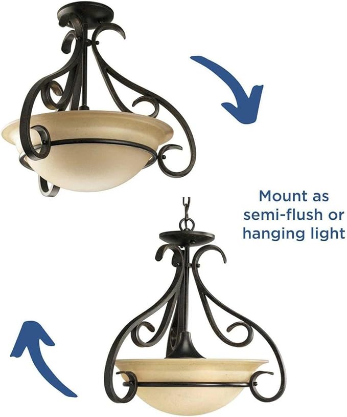 Progress Lighting 3-Light Foyer Pendant, Torino Collection, Indoor, P3843-77, Forged Bronze
