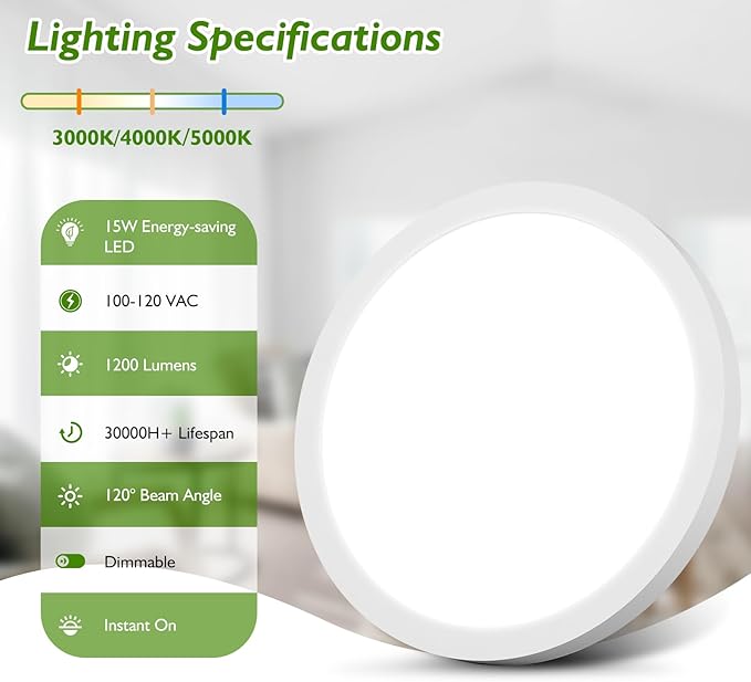 Brightever Flush Mount LED Ceiling Light White, 3 Color Temperature in One 3000K-4000K-5000K, Dimmable 15W 1200Lm 7 Inch Round Light Fixture Slim Low Profile Surface Mount for Basement, Porch(16-Pack)