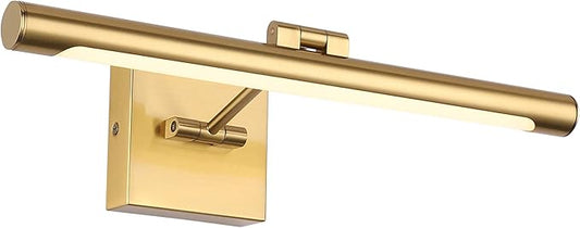 LED Picture Light Fixtures 16.54 Inches, Modern Metal Artwork Wall Lamps with Single Swing Arm, 7W (50W Eqv.), Hardwired Connection, Non-Dimmable, 3000K Warm White, CRI80+, Golden-Like Brass Finish