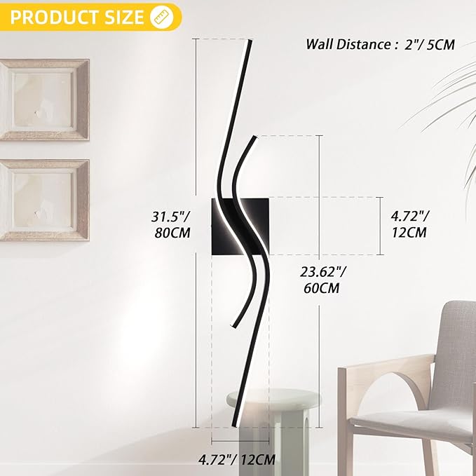 Modern LED Vanity Lights 31.5Inches Modern Bathroom Vanity Light 4000K Black Bathroom Light Fixtures Over Mirror Indoor Led Wall Sconce Lights for Living Room