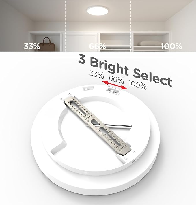 Leetdud Flush Mount Ceiling Light Hardwired 9 Inch 18W Dimmable 5 CCT 2700/3000/3500/4000/5000K, 3 Brightness Adjustable Ultra Thin Closet LED Lights for Stairs, Hallway, Laundry, Porch, White