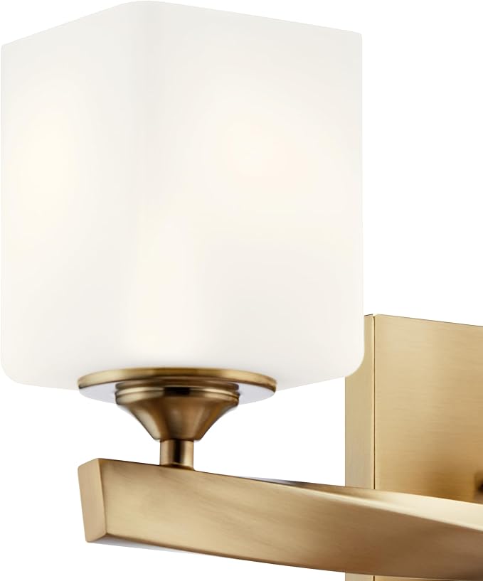 Kichler Marette 23" 3-Light Bathroom Vanity Light Fixture with Satin Etched Cased Opal Glass in Champagne Bronze for Bathroom and Powder Room (23" x 8.25" x 6"), 55002CPZ
