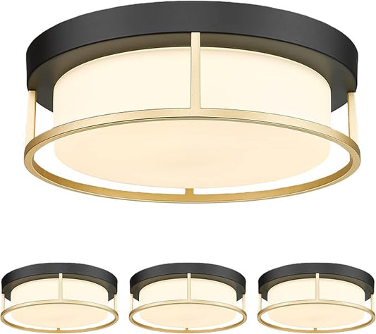 CALDION 3Pack 12 inch Flush Mount LED Ceiling Light Fixture, 3000K Dimmable, 24W 950 Lumens, Round Close to Ceiling Lights for Bedroom Kitchen Hallway or Stairwell