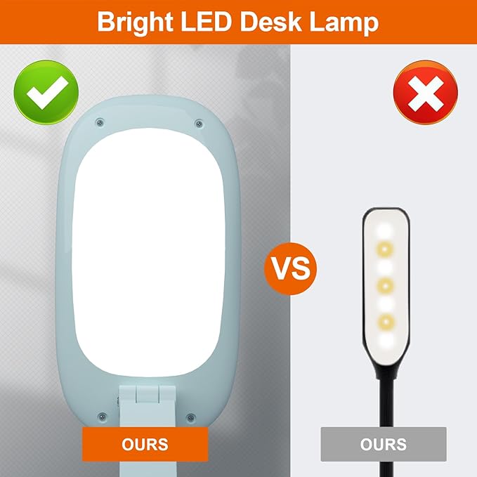 Akejrym LED Desk Lamp for Office Home & Battery Operated Lamp Rechargeable Lamp Foldable & Portable Light, [2-Fold Bracket] 3 Brightness Dimmable Small Desk Lamp Wireless Reading Lamp (Green)