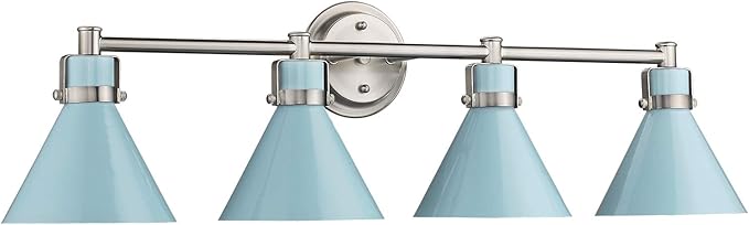 zeyu Bathroom Wall Light Fixtures 4-Light, Modern Industrial Vanity Lighting Fixture, Blue and Brushed Nickel Finish, ZY26-4W SF