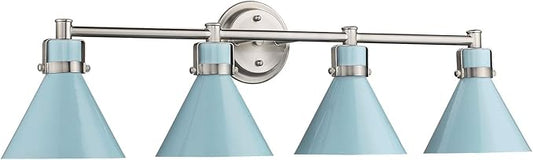 zeyu Bathroom Wall Light Fixtures 4-Light, Modern Industrial Vanity Lighting Fixture, Blue and Brushed Nickel Finish, ZY26-4W SF