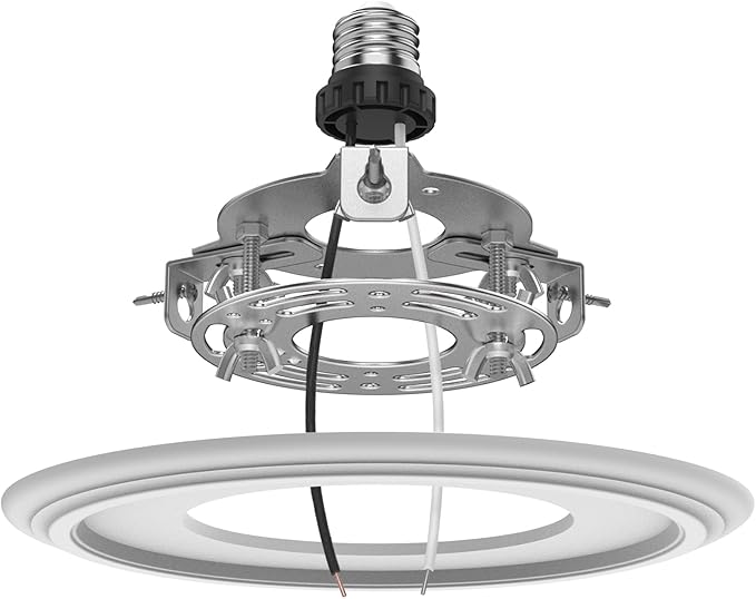5 and 6 inch Recessed Can Light Conversion Kit, for Ceiling Light Fixture, Pendant Light, Hanging Light, Ceiling Fan, with 7’¾ Beveled & Flat, Steel, Medallion, White Finish