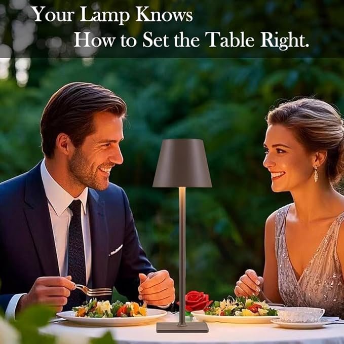 4 Pack Brown Cordless Table Lamps-Wireless Rechargeable Lamps Bulk of 4,Waterproof Outdoor Table Lamp for Patio/Restaurant/Dinner Dining Tabletop Lights/Kitchen,Multiple Battery Operated Lamps