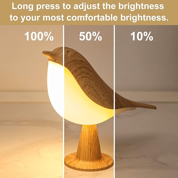 Small Bird Table Lamp, Cordless Bedside Lamps, Battery Operated Lamp with 3 Color Temperatures, Dimmable Bird Night Light, Touch Lamps for Nightstand, Rechargeable Outdoor Lights for Patio