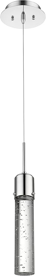 Vivio Lighting Modern Pendant Light Mini Pendant Lighting for Kitchen Island Crystal Bubble Glass LED Adjustable Hanging Lights for Dining Room Over Table Chrome 4000K