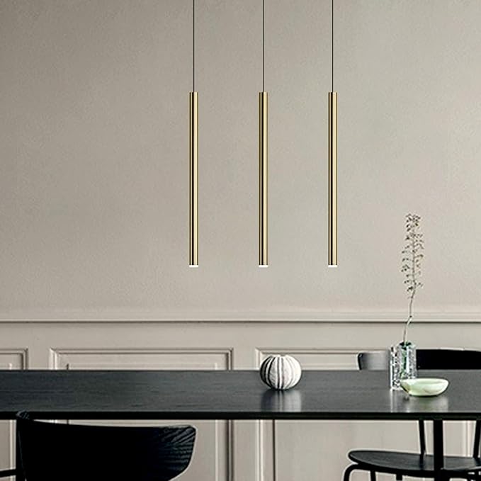 CANALIS 3 Mini Pendant Lighting Brass - LED Hanging Light Fixture for Kitchen Island, Bar, Foyer - Cluster Pendants - Dimmable, Adjustable Wire, Lamp Bulb Included