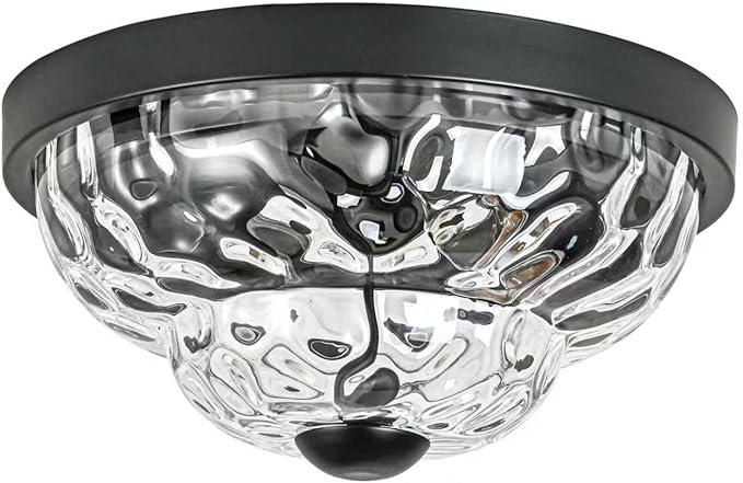 Flush Mount Ceiling Light Fixtures, 2-Light Ceiling Mount for Farmhouse with Seeded Glass Lampshade, Industrial Flush Mount Light Fixture Farmhouse for Hallway, Kitchen, Entryway,Bedroom