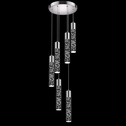 Pendant Lights Kitchen Island, Modern Kitchen Island Lights, Ceiling Lighting Fixtures with Crystal Bubble, Integrated LED Hanging Light Nickel 1 Pack(6-Light)