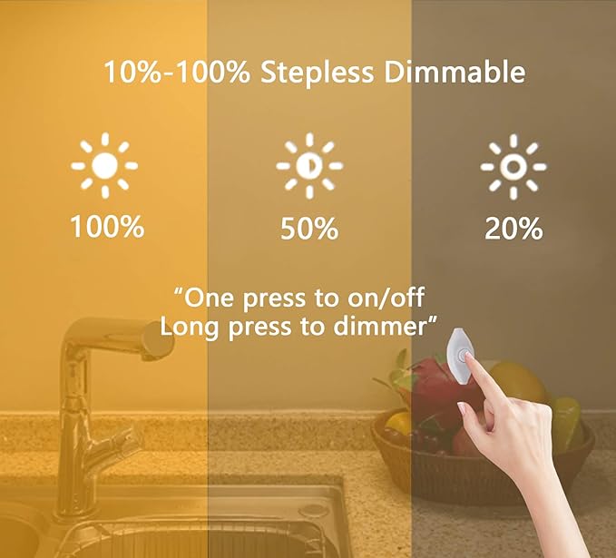 JUSJUBR 12-Inch Slim LED Under Cabinet Light with Memory Function, Warm White 3000K Dimmable USB Light Bar for Rooms