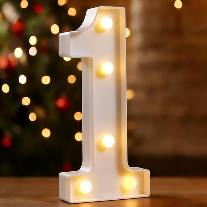 DyingSwan LED Marquee Numbers, Small Light Up Numbers for Party, 8.58 Inch Battery Powered Lighted Number for Birthday, Night Light, Table or Home Decor (Number 1)
