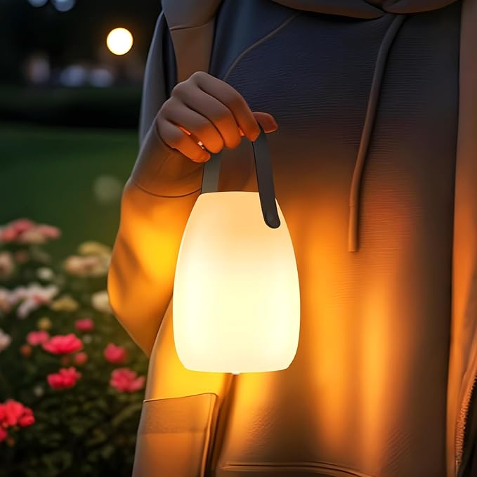 uuffoo Rechargeable Portable Table Lamp, Cordless RGB Lantern with Remote, Decorative LED Night Light, IP44 Waterproof Indoor Outdoor Lamp for Bedroom Patio Garden Wedding Party