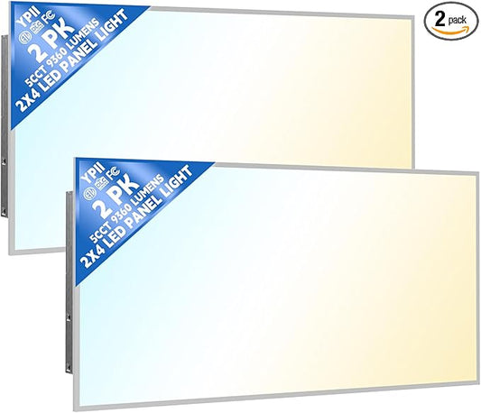 2Pack 2x4 LED Flat Panel Light LED Drop Ceiling Light Fixture, 5 CCT 3000K-6500K Adjustable & 5 Wattage 30-72W Selectable Recessed Back-Lit Fixture for Office, ETL Listed