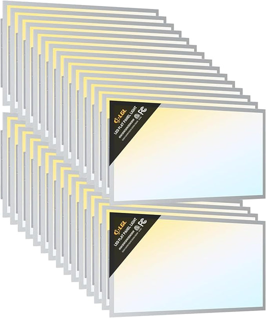 LED 2x4 Flat Panel Light, Drop Ceiling Lights Fixture, Selectable Features, 30W/40W/50W/60W/72W, 3000K/3500K/4000K/5000K/6500K, Dimmable (0-10V), for Office Kitchen, ETL Listed, 30 Pack