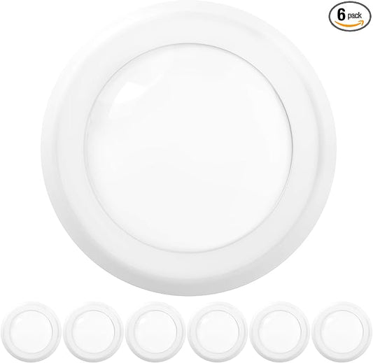 Sunco 6 Pack LED Disc Lights Ceiling 6 Inch, Flush Mount Disk Light, Recessed Can Lighting, 1050 LM, 15W (75W Equivalent), 3000K Warm White, Dimmable, Damp Rated ETL.
