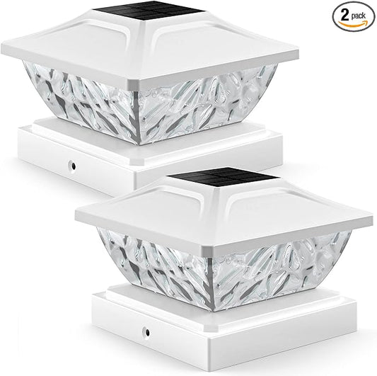 Solar Post Cap Lights Outdoor, 2 Modes Bright Solar Post Lights Outdoor Waterproof Fence Post Cap Lights, Outdoor Post Lights Solar Powered Deck Light for 4x4 4.5x4.5 5x5 Posts, 2 Pack