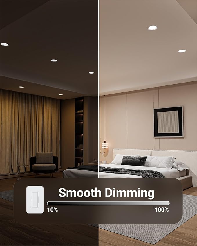 Sunco 24 Pack 6 Inch LED Recessed Light, Ceiling Canless Recessed Lights, Baffle Trim, 1200 LM, 14W, Selectable CCT 2700K/3000K/4000K/5000K/6000K, Dimmable with Junction Box
