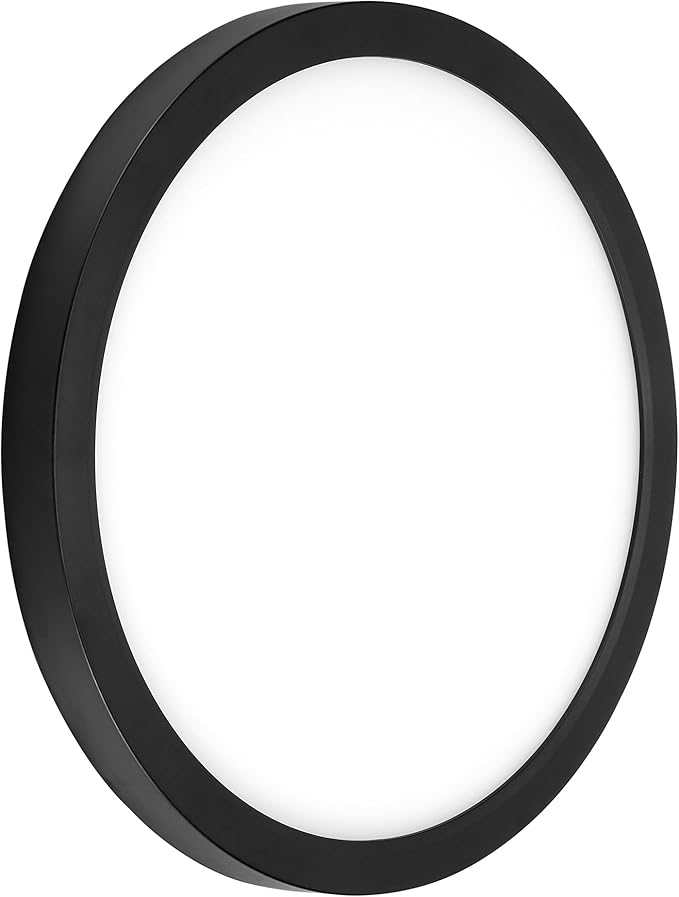 Maxxima 12 in. LED Flush Mount Ceiling Light, 2200 Lumens, 5 CCT 2700K/3000K/3500K/4000K/5000K Panel Light, Black Trim Round Fixture, Dimmable for Modern Bedroom, Kitchen, and Living Room Lighting