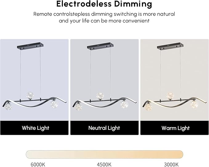 homary 40.2" Dimmable Kitchen Island Lighting, Black 4-Light Dining Room Light Fixture Over Table Linear LED Chandelier Island Lights for Kitchen