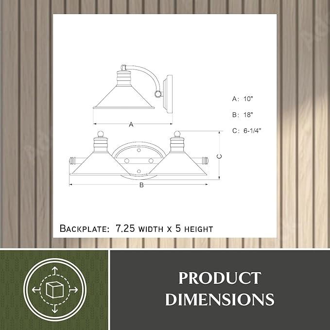 VAXCEL Akron 2-Light 18 inch Wide Oil Rubbed Bronze and Matte White Farmhouse Bathroom Vanity Lighting Fixture, Metal Shade, Dimmable, LED Compatible, Over The Mirror Mounted Steel Wall Sconce