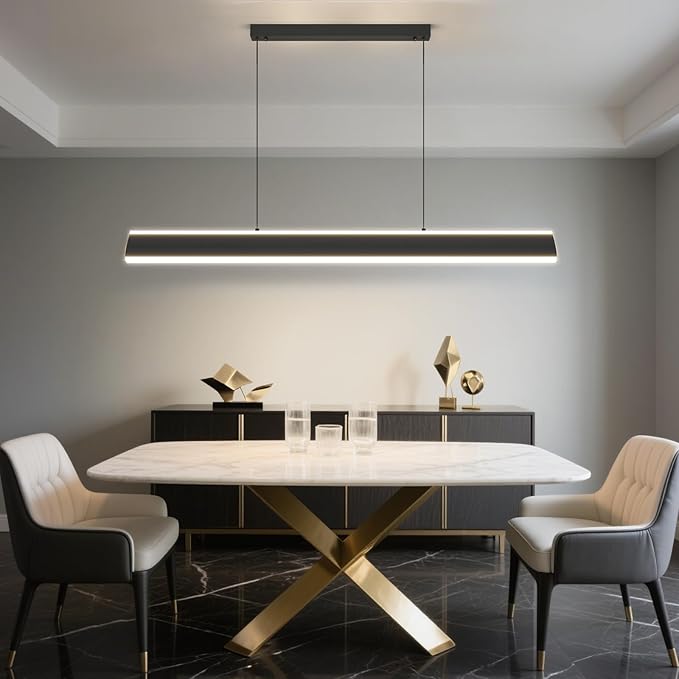 Modern Chandelier Light, 39IN LED Pendant Light with Remote Control 3000k-6500K Adjustable Color Temperature，Aluminum Island Lighting Lamp for Dining Room, Living Room
